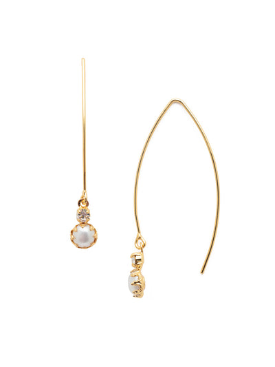 Kit Dangle Earring - EEV106BGCRY - <p>The Kit Dangle Earrings feature a single freshwater pearl nestled beneath a sparkling crystal. The dainty design makes it perfect for everyday wear! From Sorrelli's Crystal collection in our Bright Gold-tone finish.</p>