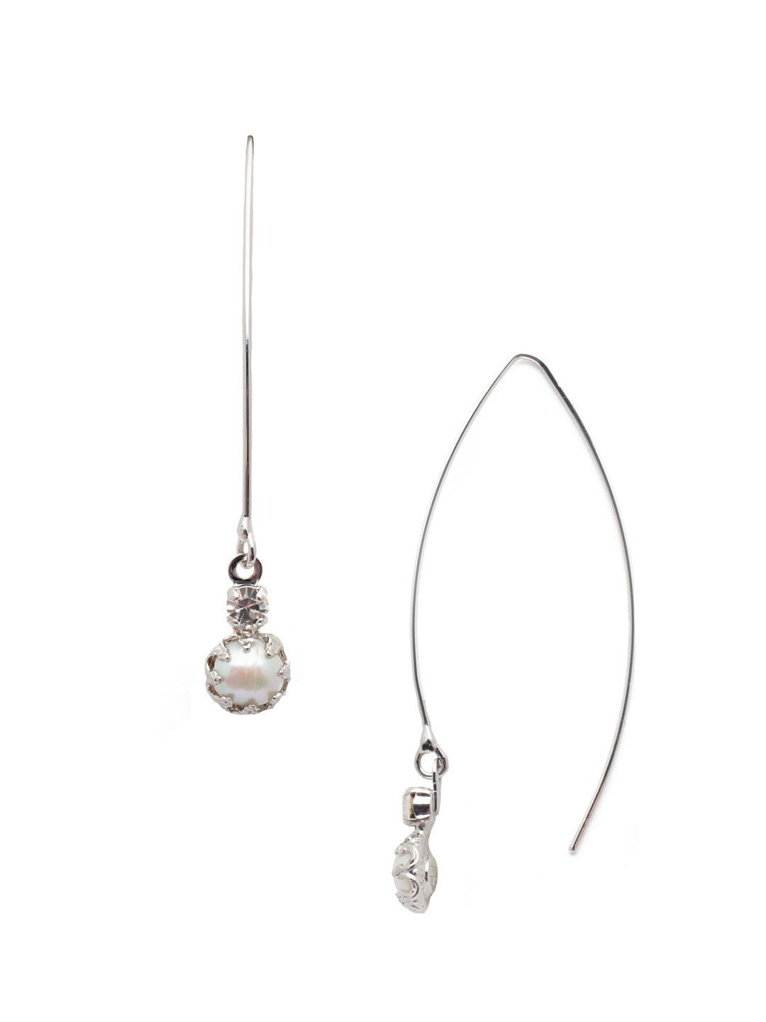 Kit Dangle Earring - EEV106PDCRY - <p>The Kit Dangle Earrings feature a single freshwater pearl nestled beneath a sparkling crystal. The dainty design makes it perfect for everyday wear! From Sorrelli's Crystal collection in our Palladium finish.</p>