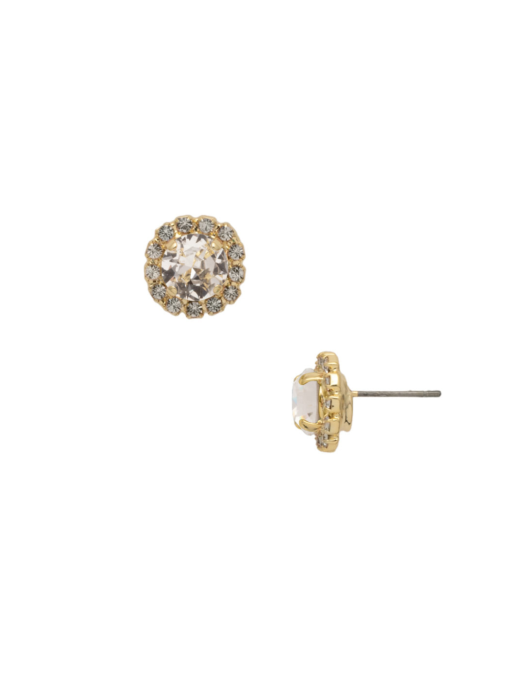 Haute Halo Stud Earring - EEY10BGCRY - <p>The Haute Halo Stud Earrings are in instant favorite; a round cut crystal sits in a halo setting, complete with a comfortable post and monster backs. From Sorrelli's Crystal collection in our Bright Gold-tone finish.</p>