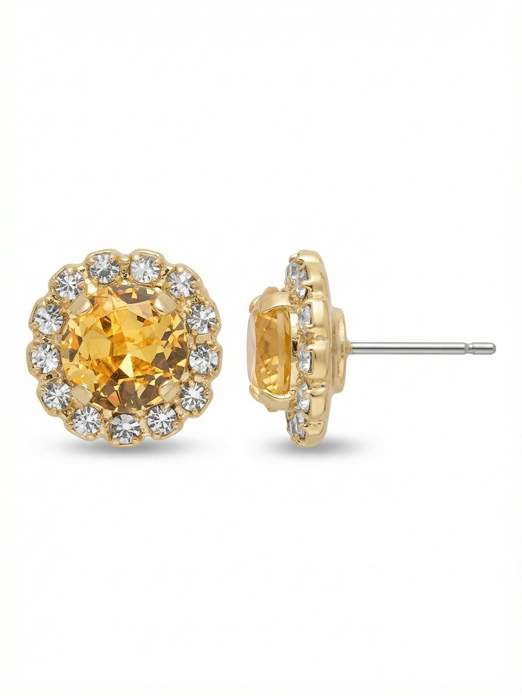 Haute Halo Stud Earring - EEY10BGLTO - <p>The Haute Halo Stud Earrings are in instant favorite; a round cut crystal sits in a halo setting, complete with a comfortable post and monster backs.</p>