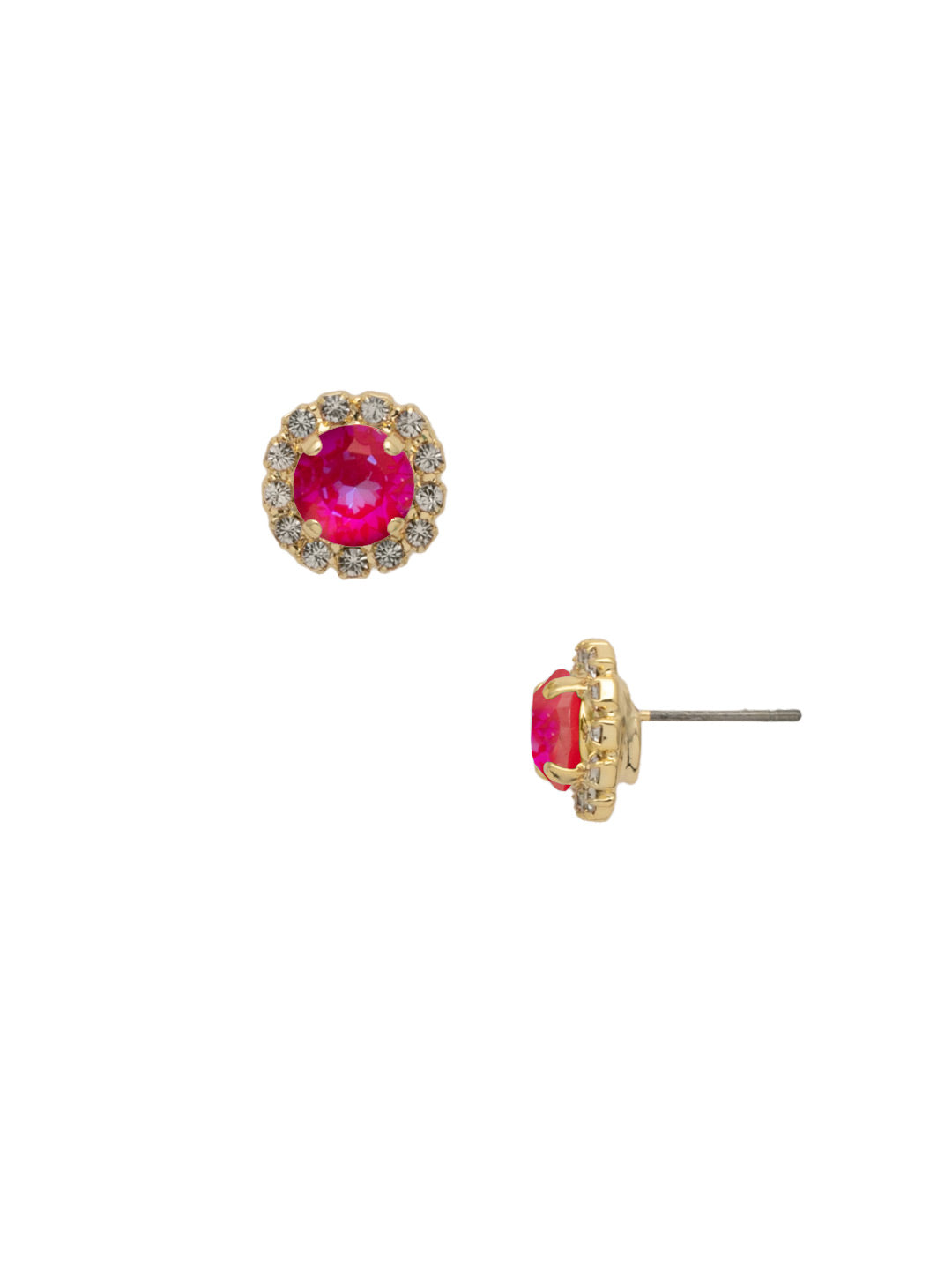 Haute Halo Stud Earring - EEY10BGRRD - <p>The Haute Halo Stud Earrings are in instant favorite; a round cut crystal sits in a halo setting, complete with a comfortable post and monster backs. From Sorrelli's Royal Red Delite collection in our Bright Gold-tone finish.</p>