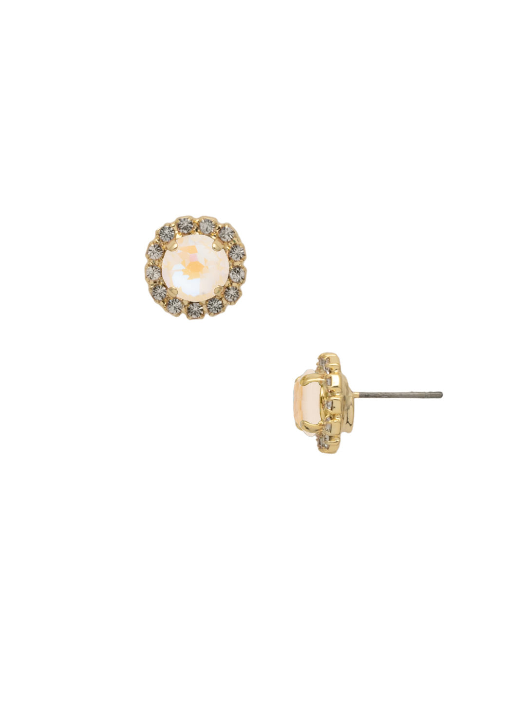Haute Halo Stud Earring - EEY10BGUW - <p>The Haute Halo Stud Earrings are in instant favorite; a round cut crystal sits in a halo setting, complete with a comfortable post and monster backs. From Sorrelli's Ultra White collection in our Bright Gold-tone finish.</p>