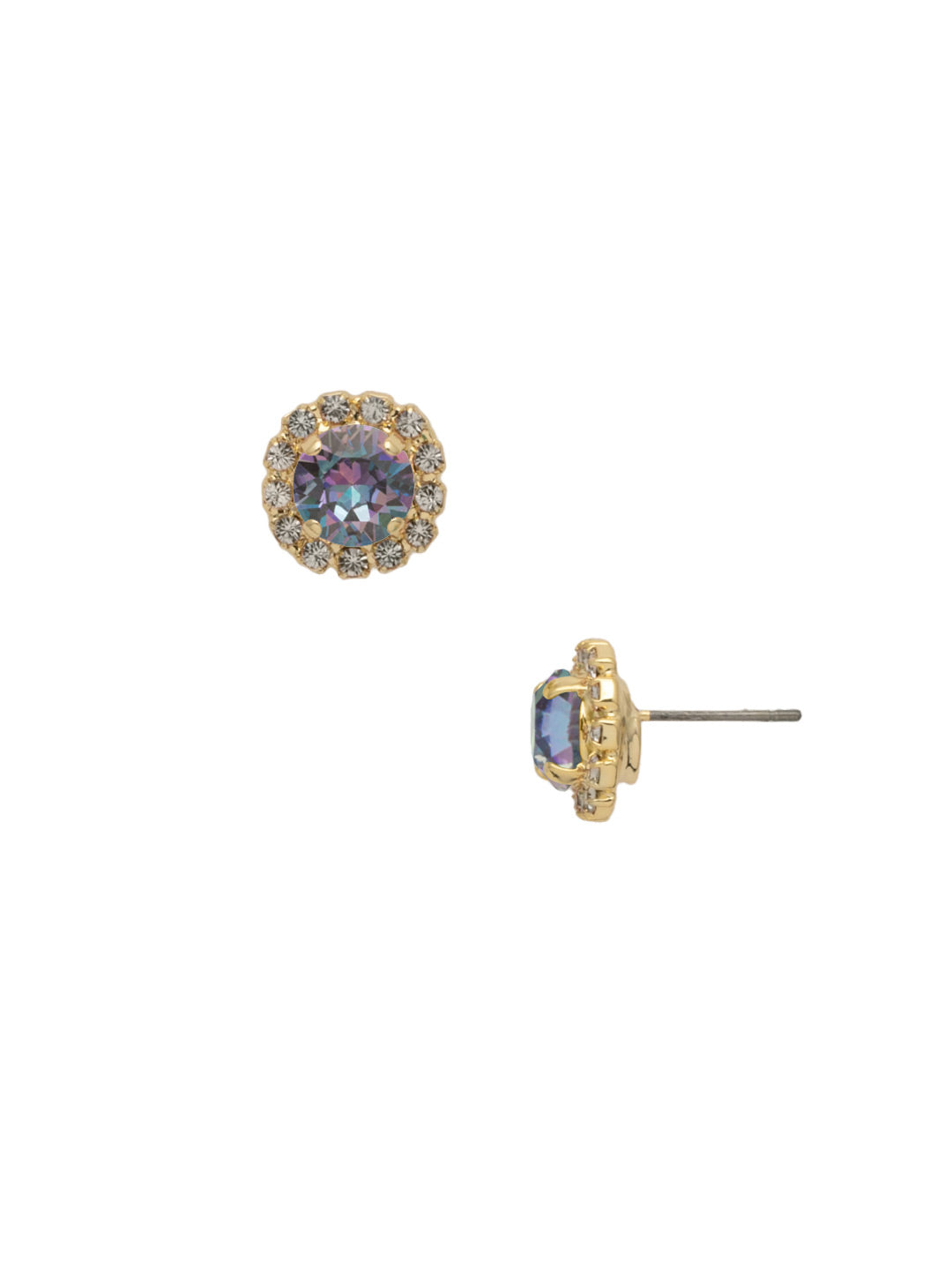 Haute Halo Stud Earring - EEY10BGVL - <p>The Haute Halo Stud Earrings are in instant favorite; a round cut crystal sits in a halo setting, complete with a comfortable post and monster backs. From Sorrelli's Vitrail Light collection in our Bright Gold-tone finish.</p>