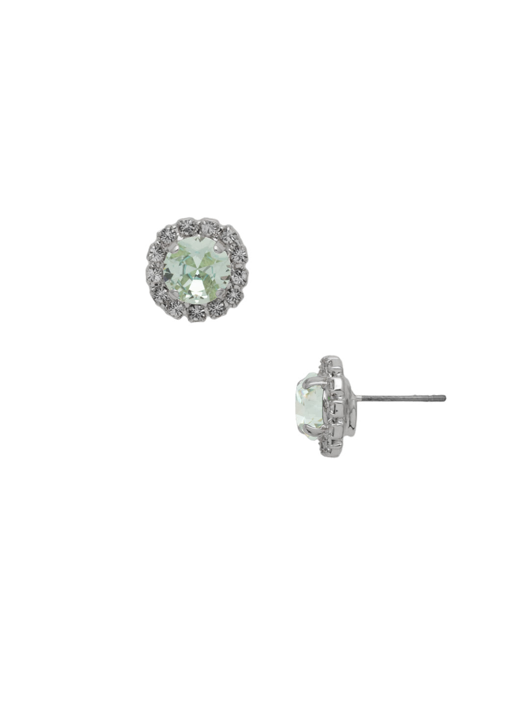 Haute Halo Stud Earring - EEY10PDAQU - <p>The Haute Halo Stud Earrings are in instant favorite; a round cut crystal sits in a halo setting, complete with a comfortable post and monster backs. From Sorrelli's Aquamarine collection in our Palladium finish.</p>