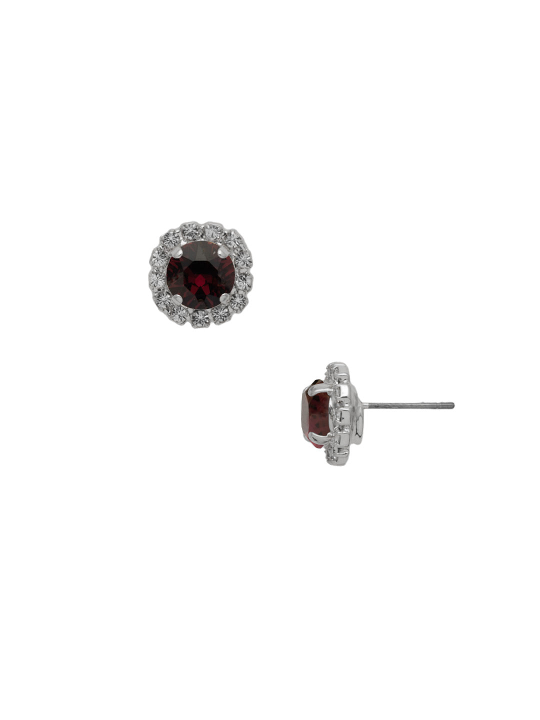 Haute Halo Stud Earring - EEY10PDBUR - <p>The Haute Halo Stud Earrings are in instant favorite; a round cut crystal sits in a halo setting, complete with a comfortable post and monster backs. From Sorrelli's Burgundy collection in our Palladium finish.</p>