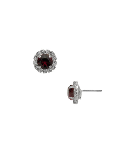 Haute Halo Stud Earring - EEY10PDBUR - <p>The Haute Halo Stud Earrings are in instant favorite; a round cut crystal sits in a halo setting, complete with a comfortable post and monster backs. From Sorrelli's Burgundy collection in our Palladium finish.</p>