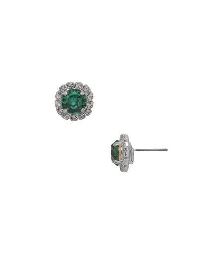 Haute Halo Stud Earring - EEY10PDEME - <p>The Haute Halo Stud Earrings are in instant favorite; a round cut crystal sits in a halo setting, complete with a comfortable post and monster backs. From Sorrelli's Emerald collection in our Palladium finish.</p>