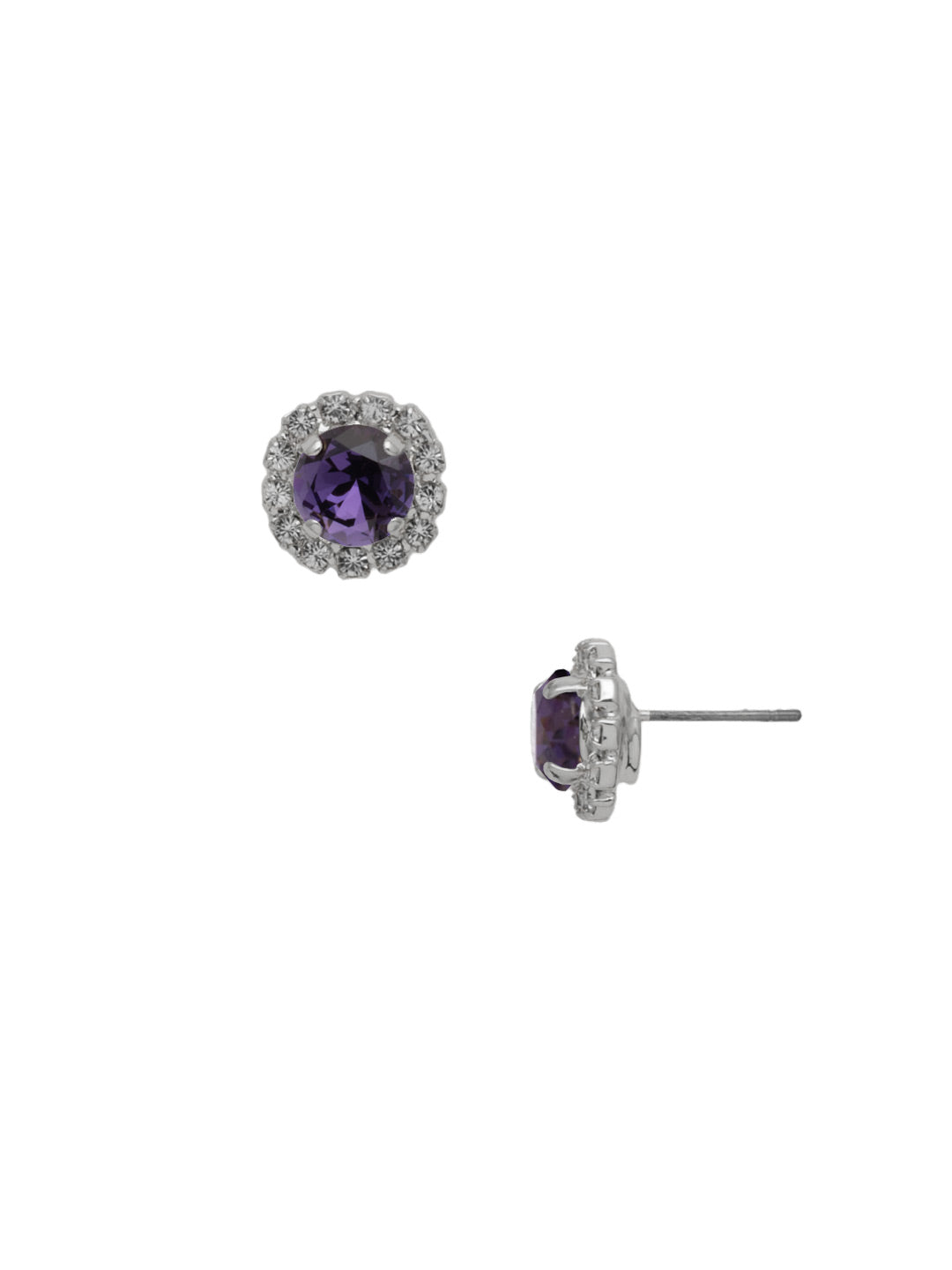 Haute Halo Stud Earring - EEY10PDPV - <p>The Haute Halo Stud Earrings are in instant favorite; a round cut crystal sits in a halo setting, complete with a comfortable post and monster backs. From Sorrelli's Purple Velvet collection in our Palladium finish.</p>
