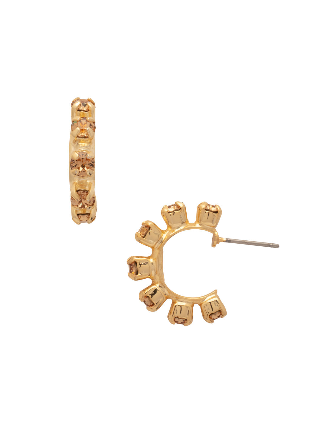 Marnie Hoop Earring - EFA2BGMS - <p>The Marnie Huggie Hoop Earrings feature a tiny open hoop lined with crystals. From Sorrelli's Maple Syrup collection in our Bright Gold-tone finish.</p>