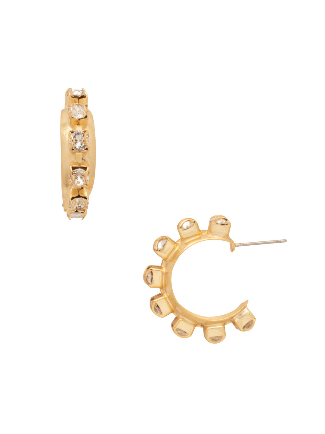 Marnie Hoop Earring - EFA2MGCRY - <p>The Marnie Huggie Hoop Earrings feature a tiny open hoop lined with crystals. From Sorrelli's Crystal collection in our Matte Gold-tone finish.</p>