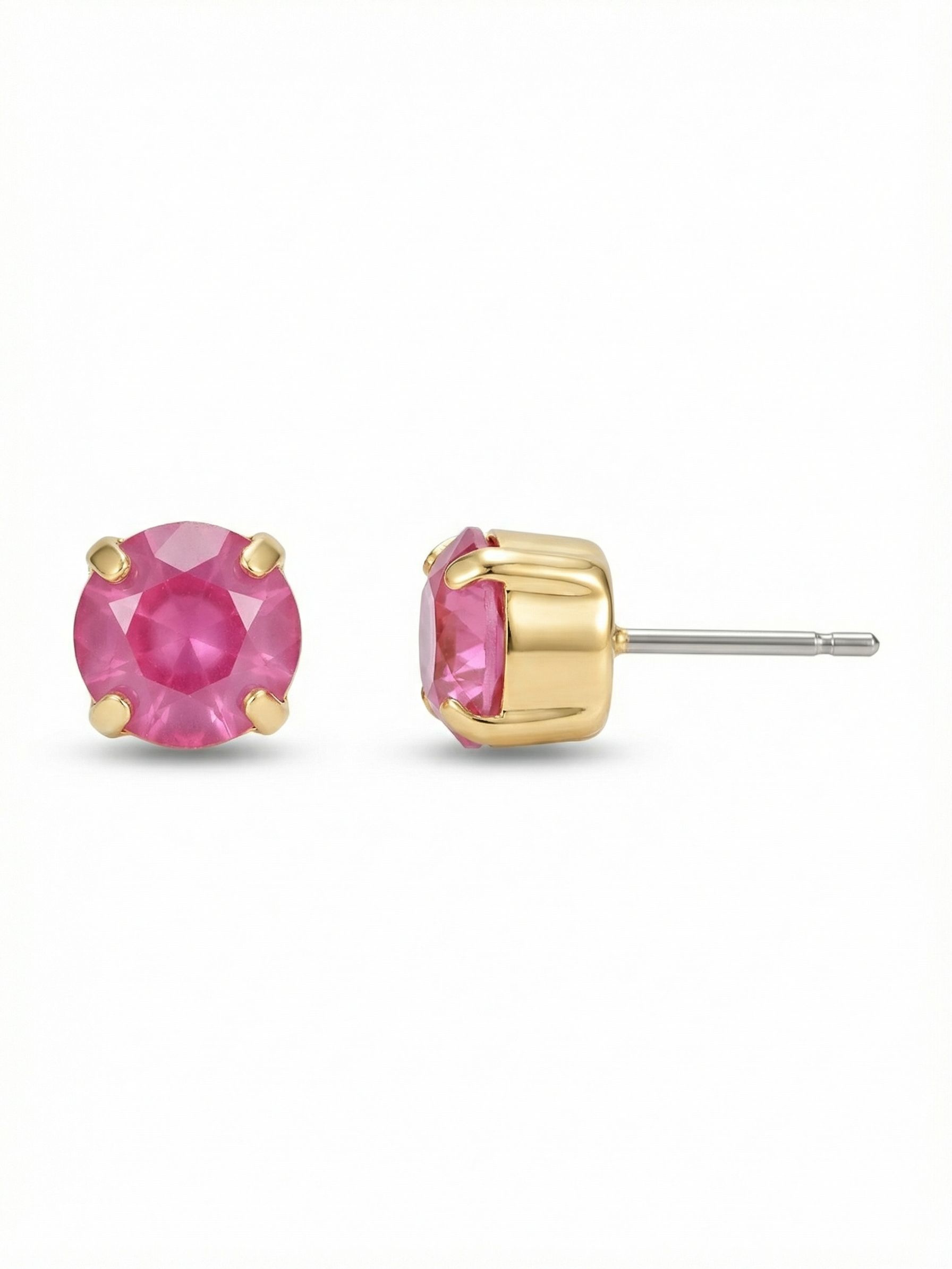 Simple Stud Earrings - EFC99BGPPL - <p>A single round crystal finished in opaque peony pink offers a bright touch of color close to the face. Held in minimal prongs, this stud carries enough visual weight to anchor an everyday lineup while remaining exceptionally lightweight. An oversized comfort clutch back keeps the post balanced and secure from morning routines through evening errands.</p><ul>
<li>Single round-cut crystal with an opaque lacquer finish</li>
<li>Minimal prong setting maximizes the visible stone surface</li>
<li>Post with oversized comfort-clutch back</li>
<li>Protective e-coat finish for lasting wear</li>
<li>Includes signature organza pouch for gifting and travel</li>
</ul>