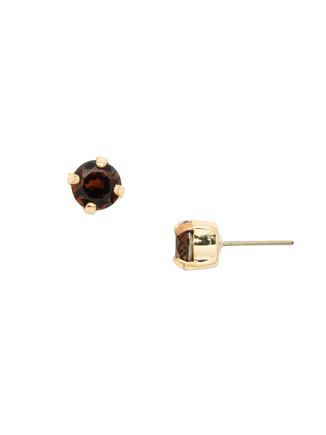 Simple Stud Earrings - EFC99BGSMT - <p>The Simple Stud Earrings feature a single solid crystal on a surgical steel post, creating a small but sparkly everyday staple! Need help picking a stud? <a href="https://www.sorrelli.com/blogs/sisterhood/round-stud-earrings-101-a-rundown-of-sizes-styles-and-sparkle">Check out our size guide!</a> From Sorrelli's Smoke Topaz collection in our Bright Gold-tone finish.</p>