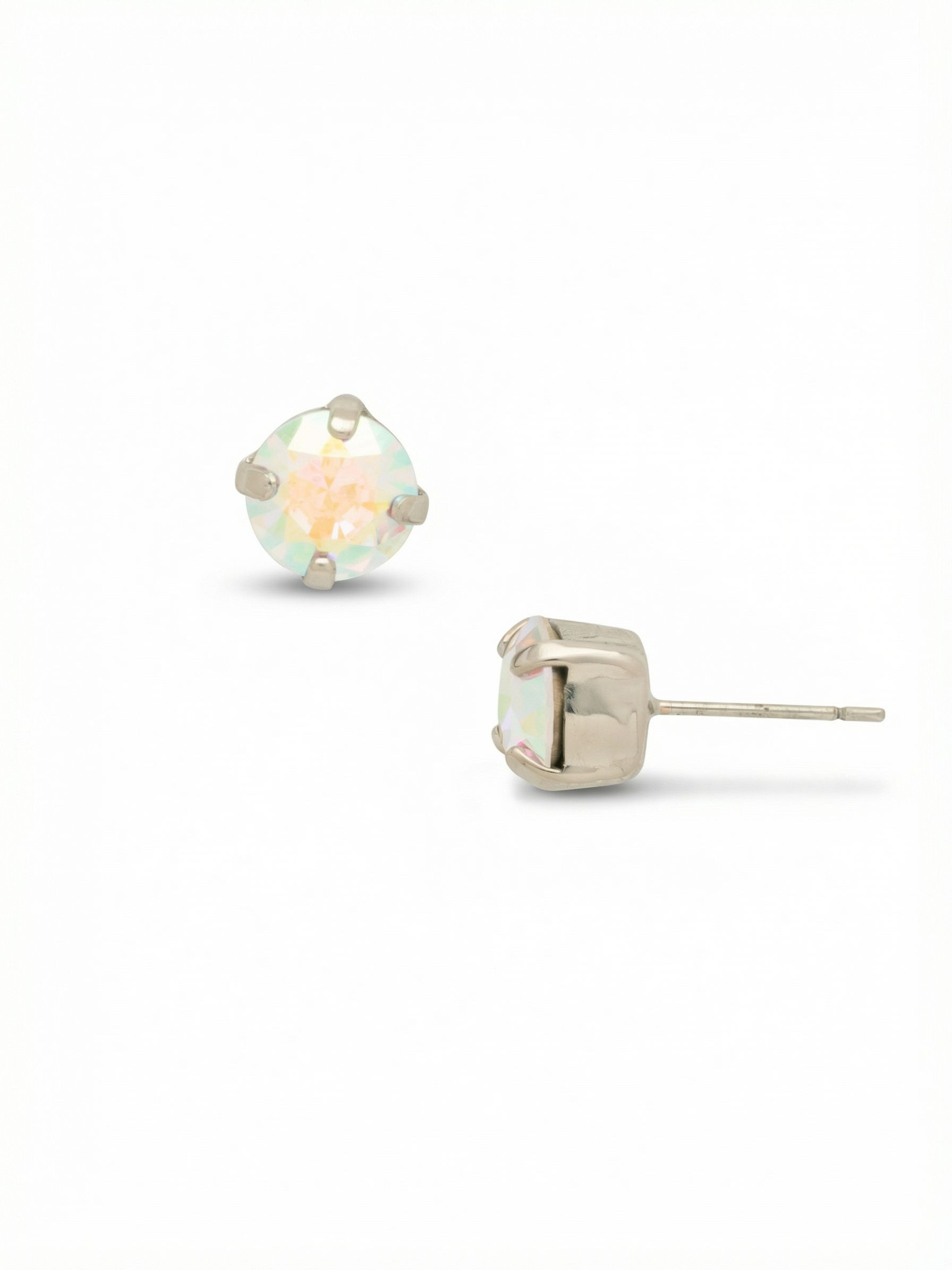Simple Stud Earrings - EFC99PDCAB - <p>A single, substantial round crystal captures ambient light, reflecting soft pastel shifts as you move. At just under a half inch across, it provides clear visibility at conversation distance without feeling heavy. The clean four-prong setting keeps the focus entirely on the iridescence, while an oversized comfort clutch ensures it stays perfectly secure and balanced all day.</p><ul>
<li>Clean four-prong setting maximizes light entry for optimal color shifting</li>
<li>Classic single-stone profile proportioned for everyday visibility</li>
<li>Post with oversized comfort-clutch back</li>
<li>Protective e-coat finish for lasting wear</li>
<li>Includes signature organza pouch for gifting and travel</li>
</ul>