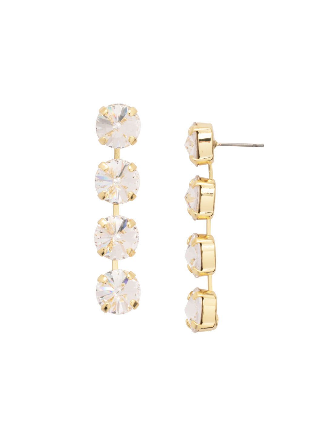 Mara Statement Earrings - EFD75BGCRY - <p>The Mara Statement Earrings feature four rivoli cut crystals in a row. From Sorrelli's Crystal collection in our Bright Gold-tone finish.</p>
