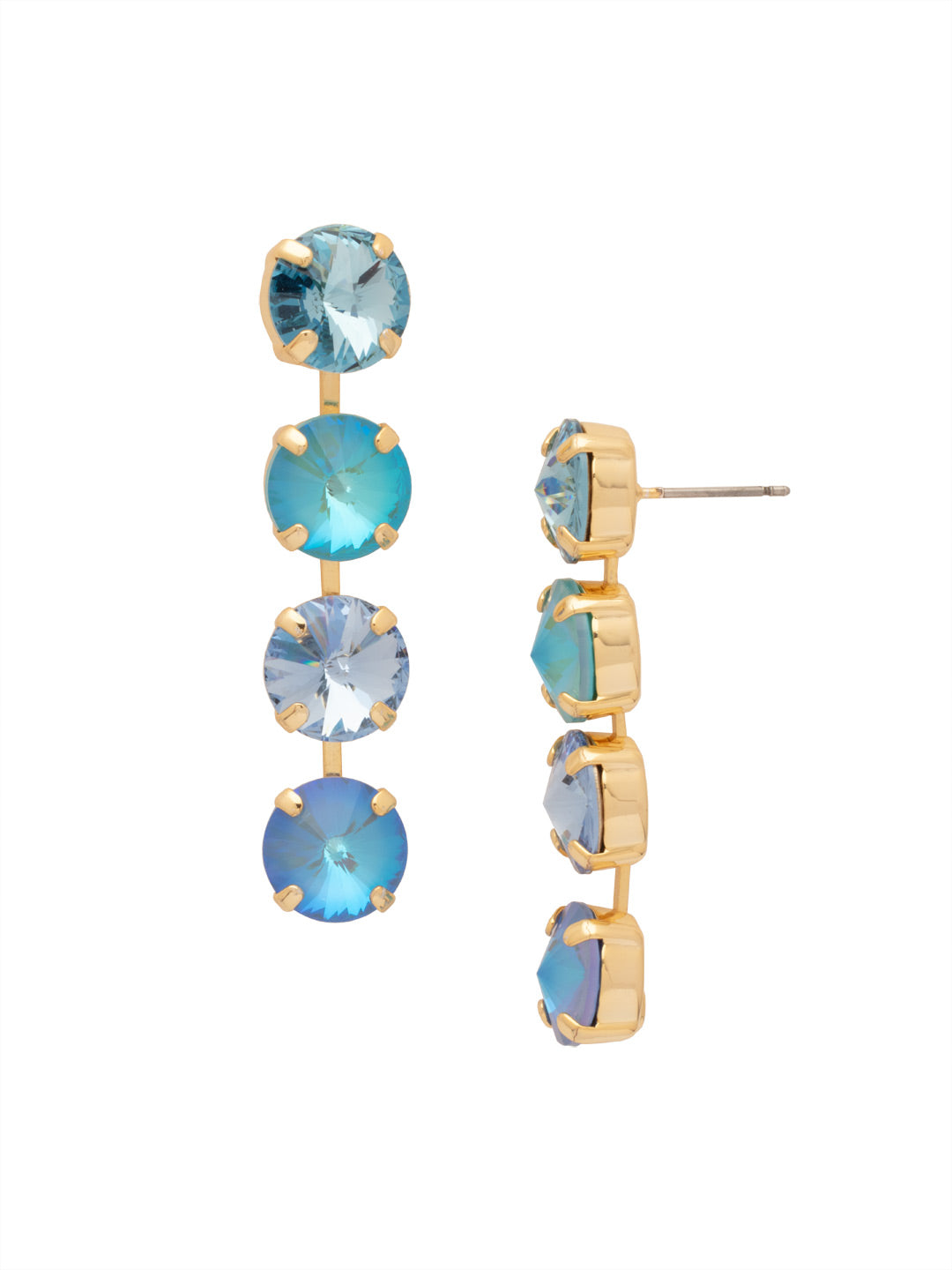 Mara Statement Earrings - EFD75BGOC - <p>The Mara Statement Earrings feature four rivoli cut crystals in a row. From Sorrelli's Ocean collection in our Bright Gold-tone finish.</p>