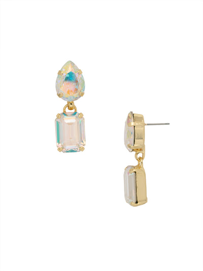 Andi Statement Earrings - EFF12BGCAB - <p>The Andi Statement Earrings feature a chunky pear cut and emerald cut crystal on a post. From Sorrelli's Crystal Aurora Borealis collection in our Bright Gold-tone finish.</p>