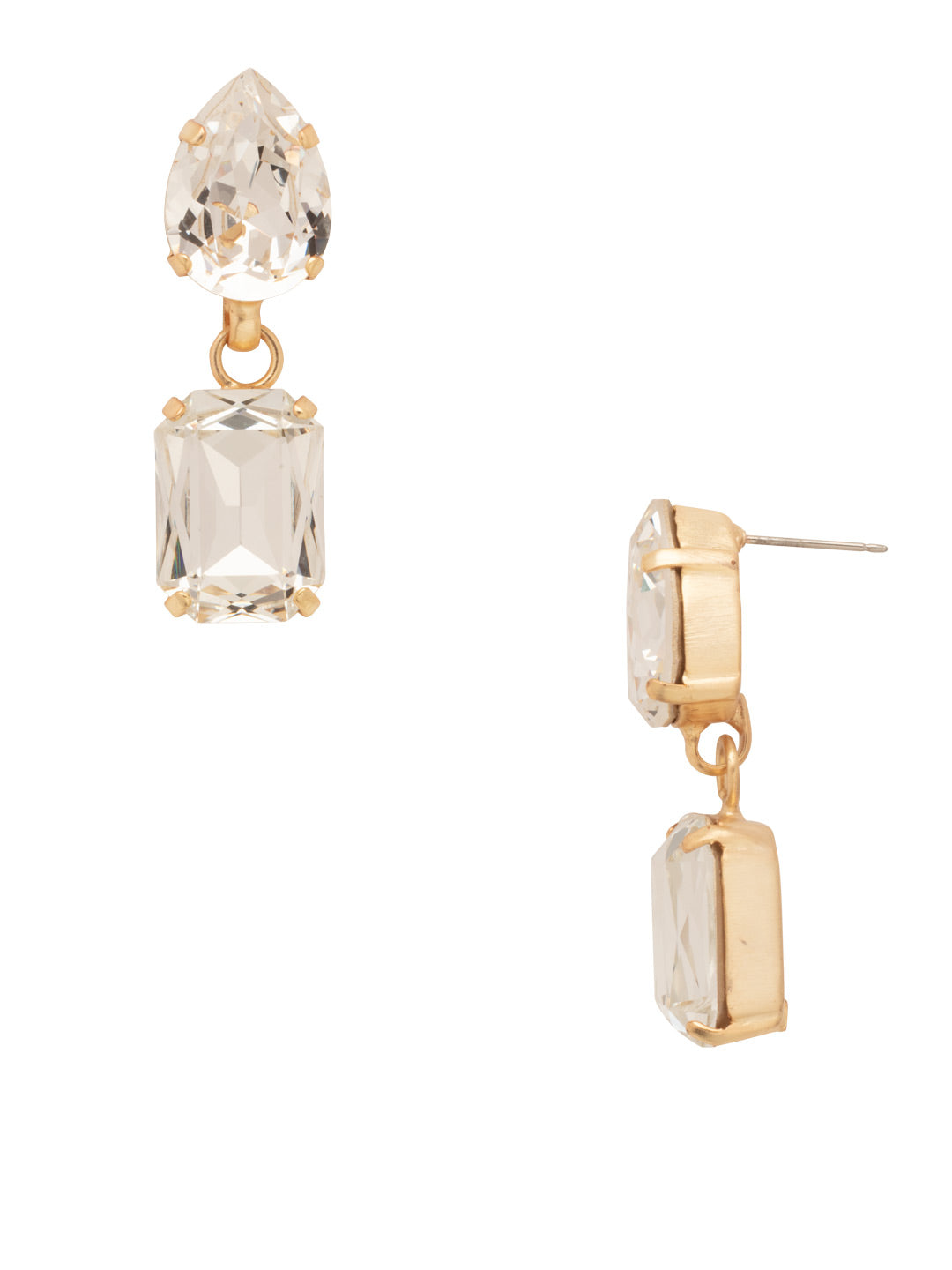 Andi Statement Earrings - EFF12MGCRY - <p>The Andi Statement Earrings feature a chunky pear cut and emerald cut crystal on a post. From Sorrelli's Crystal collection in our Matte Gold-tone finish.</p>