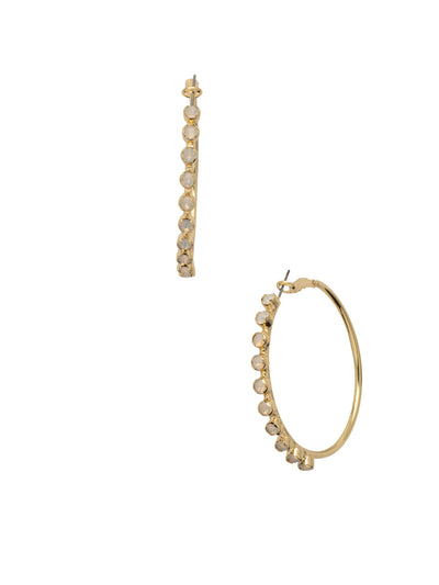 Bessie Hoop Earrings - EFF42BGSGR - <p>The Bessie Hoop Earrings feature a row of crystals on a classic metal hoop. From Sorrelli's Sage Green collection in our Bright Gold-tone finish.</p>