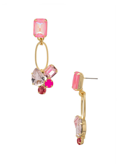 Maude Statement Earrings - EFF77BGBFL - <p>The Maude Statement Earrings feature an assortment of cut crystals on the end of a metal oblong hoop, dangling from a single octagon cut crystal on a post. From Sorrelli's Big Flirt collection in our Bright Gold-tone finish.</p>