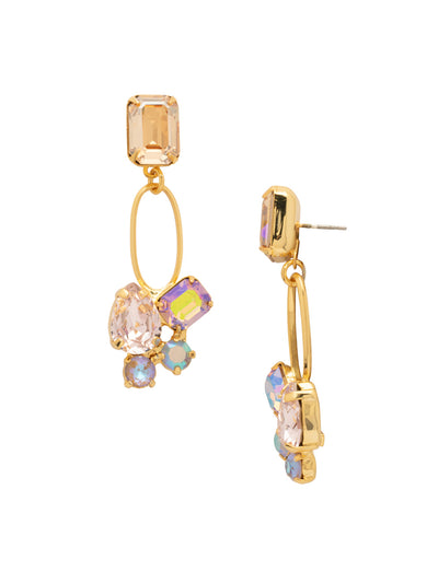 Maude Statement Earrings - EFF77BGCHA - <p>The Maude Statement Earrings feature an assortment of cut crystals on the end of a metal oblong hoop, dangling from a single octagon cut crystal on a post. From Sorrelli's Chai Latte collection in our Bright Gold-tone finish.</p>