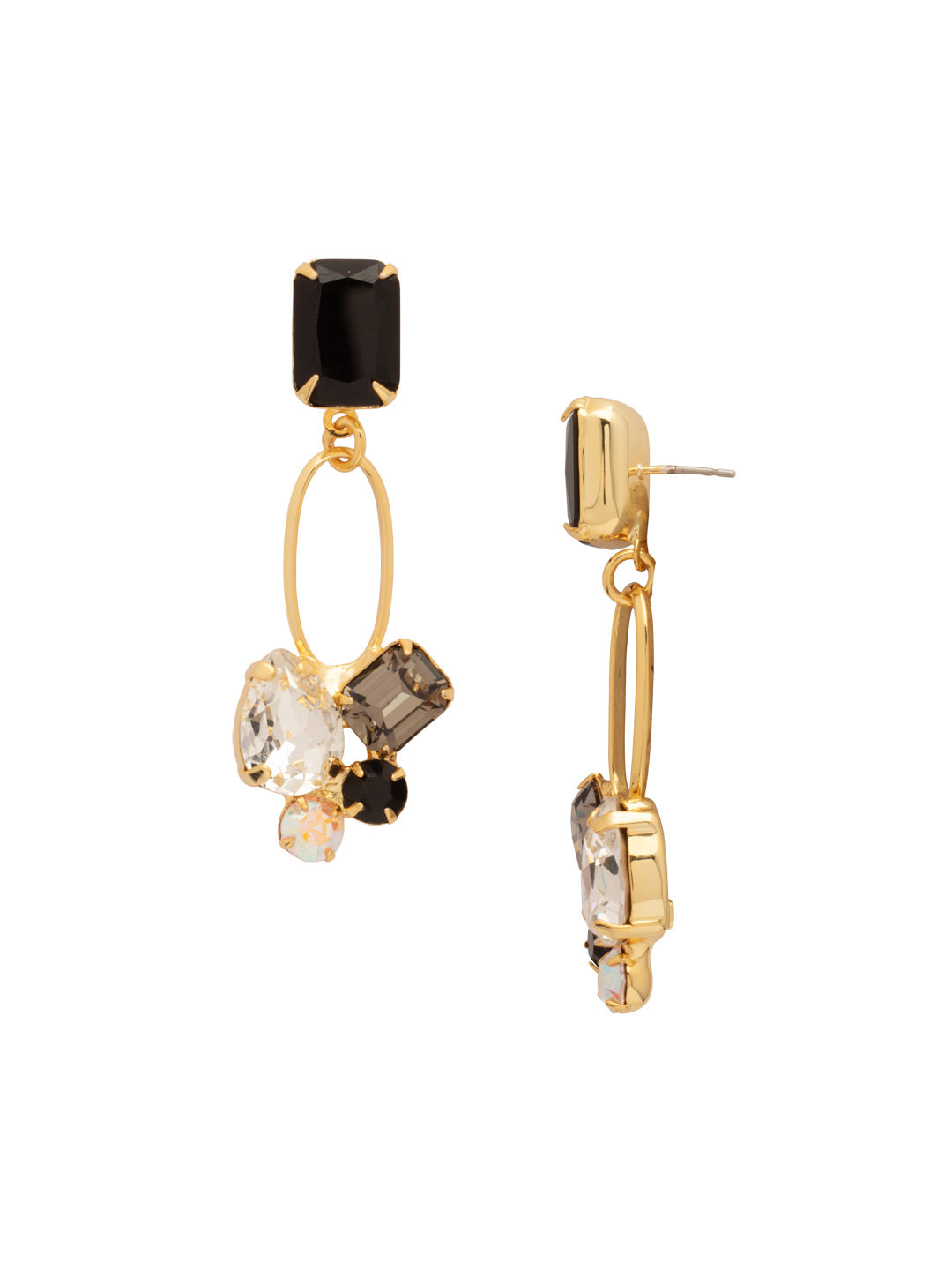 Maude Statement Earrings - EFF77BGEM - <p>The Maude Statement Earrings feature an assortment of cut crystals on the end of a metal oblong hoop, dangling from a single octagon cut crystal on a post.</p>