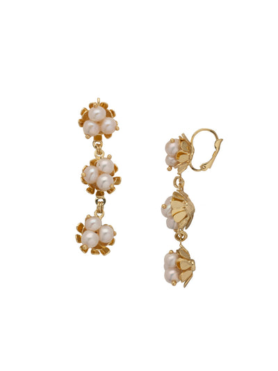 Nesta Triple Dangle Earrings - EFG5BGMDP - <p>The Nesta Triple Dangle Earrings feature three nests of freshwater petal pearls, dangling from a lever-back French wire. From Sorrelli's Modern Pearl collection in our Bright Gold-tone finish.</p>