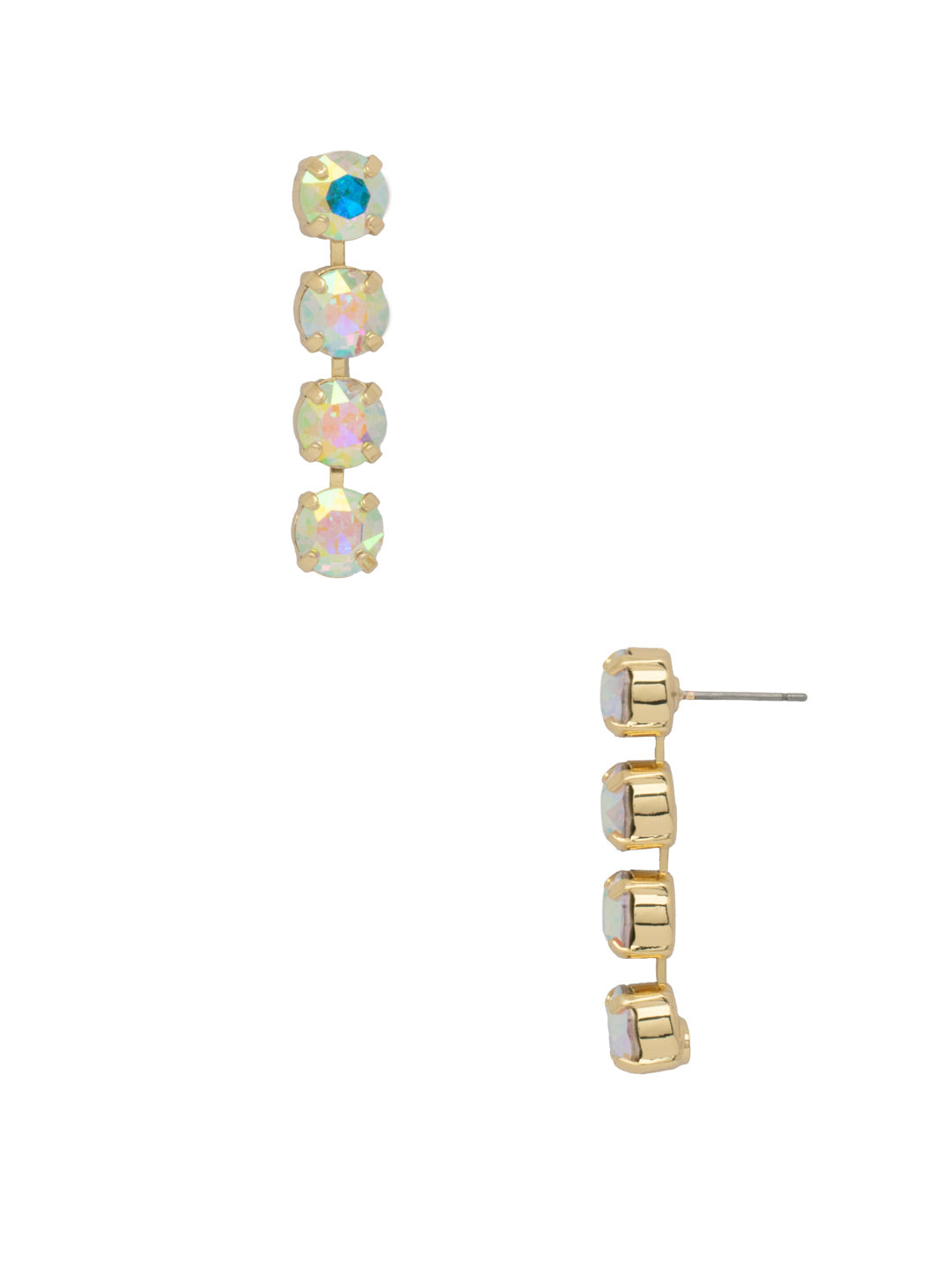 Matilda Dangle Earrings - EFH1BGCAB - <p>The Matilda Dangle Earrings feature a row of 4 round cut crystals on a post. From Sorrelli's Crystal Aurora Borealis collection in our Bright Gold-tone finish.</p>