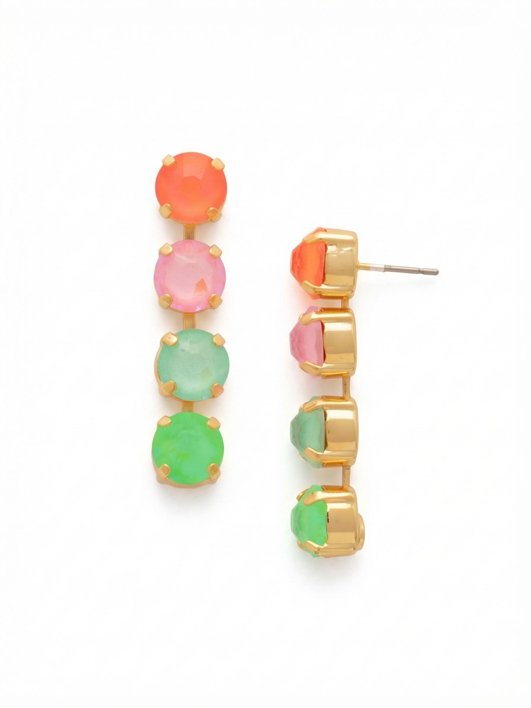 Matilda Dangle Earrings - EFH1BGCCA - <p>The Matilda Dangle Earrings feature a row of 4 round cut crystals on a post. From Sorrelli's Candy Carnival collection in our Bright Gold-tone finish.</p>