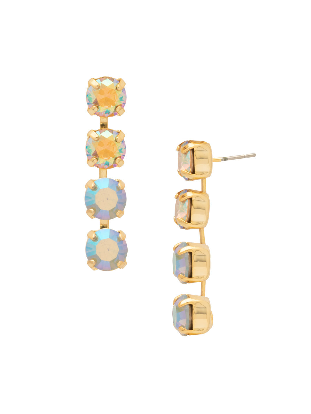 Matilda Dangle Earrings - EFH1BGCHA - <p>The Matilda Dangle Earrings feature a row of 4 round cut crystals on a post. From Sorrelli's Chai Latte collection in our Bright Gold-tone finish.</p>
