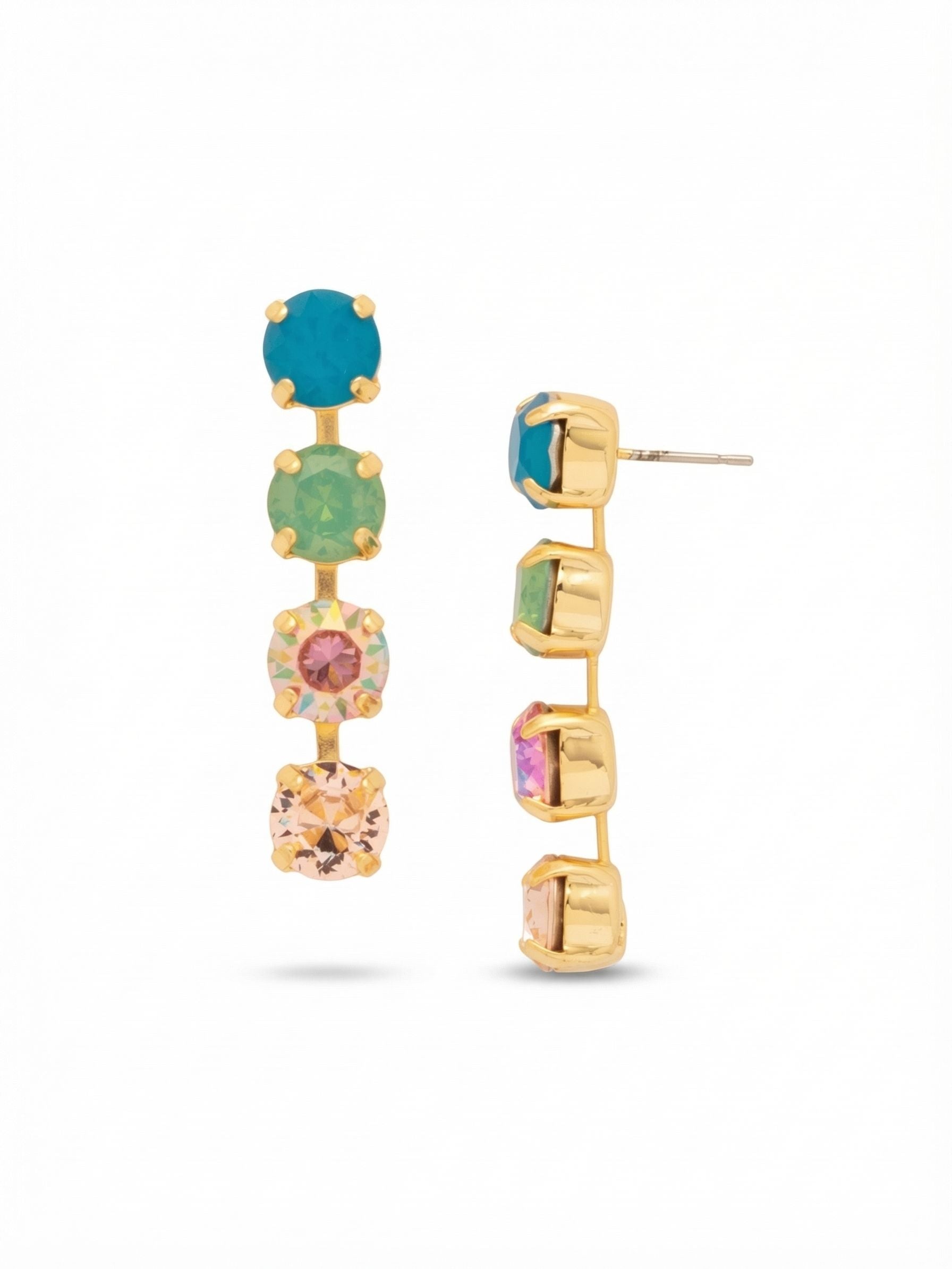 Matilda Dangle Earrings - EFH1BGCON - <p>The Matilda Dangle Earrings feature a row of 4 round cut crystals on a post. From Sorrelli's Confetti  collection in our Bright Gold-tone finish.</p>