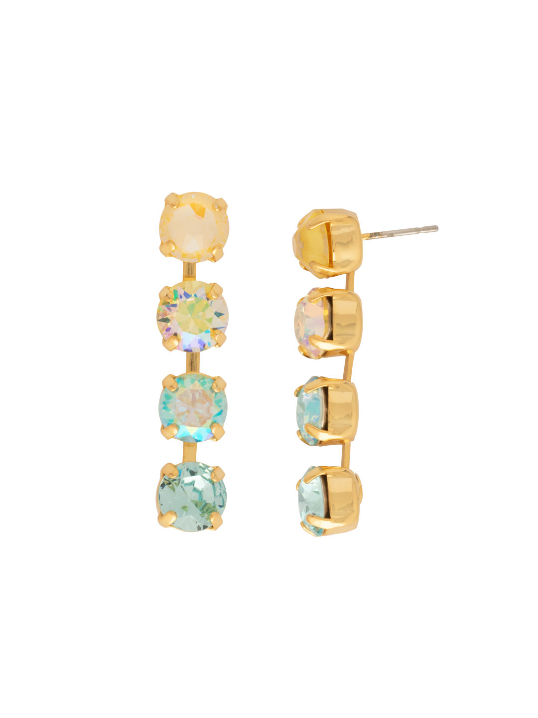 Matilda Dangle Earrings - EFH1BGCSD - <p>The Matilda Dangle Earrings feature a row of 4 round cut crystals on a post. From Sorrelli's Coastal Dreams collection in our Bright Gold-tone finish.</p>
