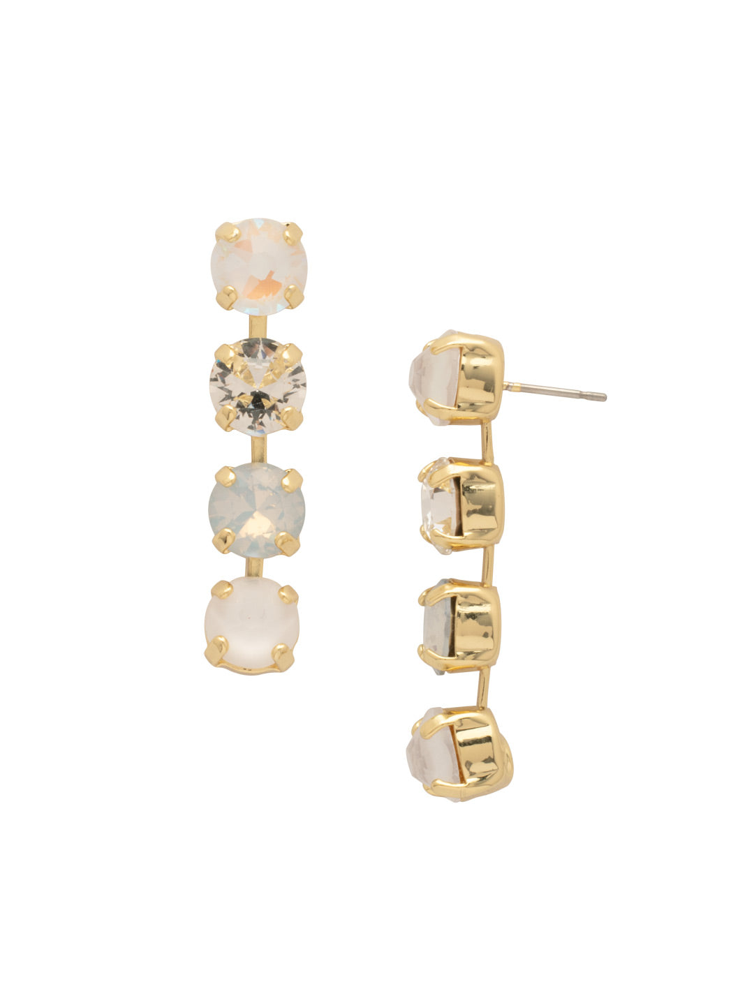 Matilda Dangle Earrings - EFH1BGICL - <p>The Matilda Dangle Earrings feature a row of 4 round cut crystals on a post. From Sorrelli's Icicle collection in our Bright Gold-tone finish.</p>
