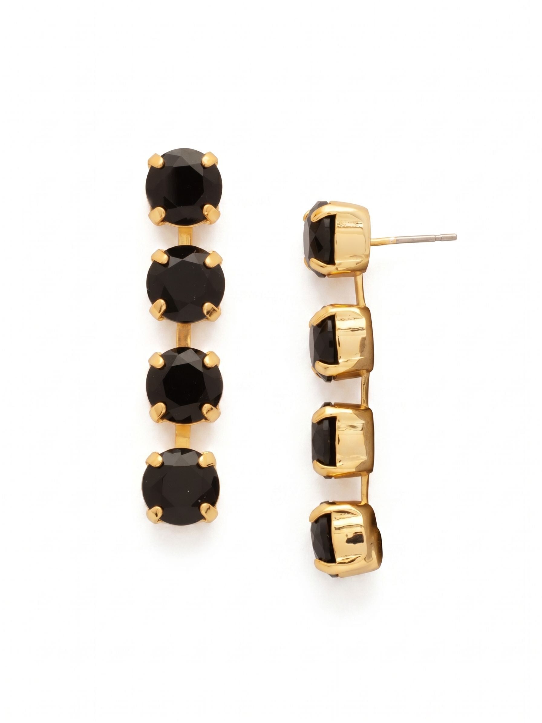 Matilda Dangle Earrings - EFH1BGJET - <p>The Matilda Dangle Earrings feature a row of 4 round cut crystals on a post.</p>
