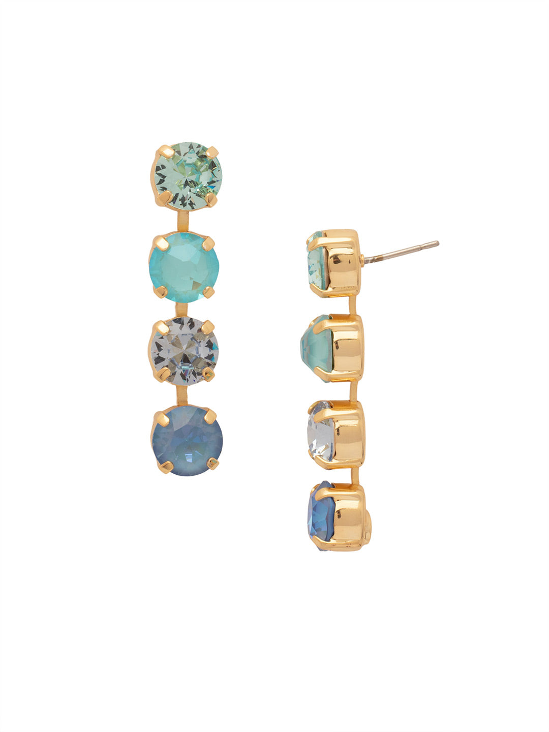 Matilda Dangle Earrings - EFH1BGOC - <p>The Matilda Dangle Earrings feature a row of 4 round cut crystals on a post. From Sorrelli's Ocean collection in our Bright Gold-tone finish.</p>
