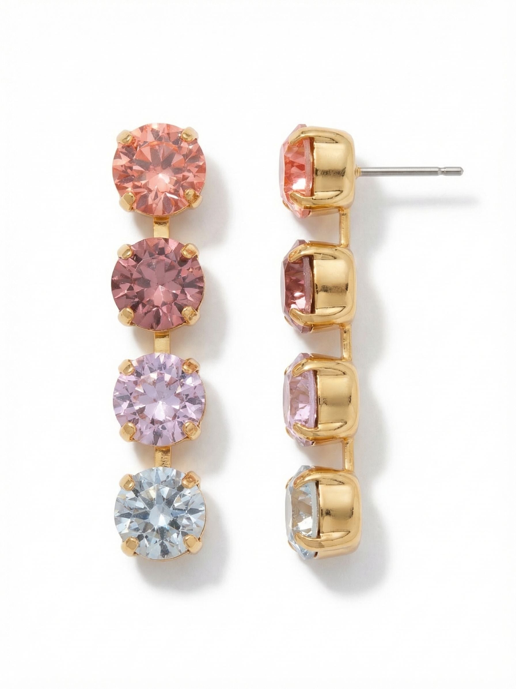 Matilda Dangle Earrings - EFH1BGPRI - <p>The Matilda Dangle Earrings feature a row of 4 round cut crystals on a post. From Sorrelli's Prism collection in our Bright Gold-tone finish.</p>