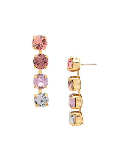 Matilda Dangle Earrings - EFH1BGPRI - <p>The Matilda Dangle Earrings feature a row of 4 round cut crystals on a post. From Sorrelli's Prism collection in our Bright Gold-tone finish.</p>
