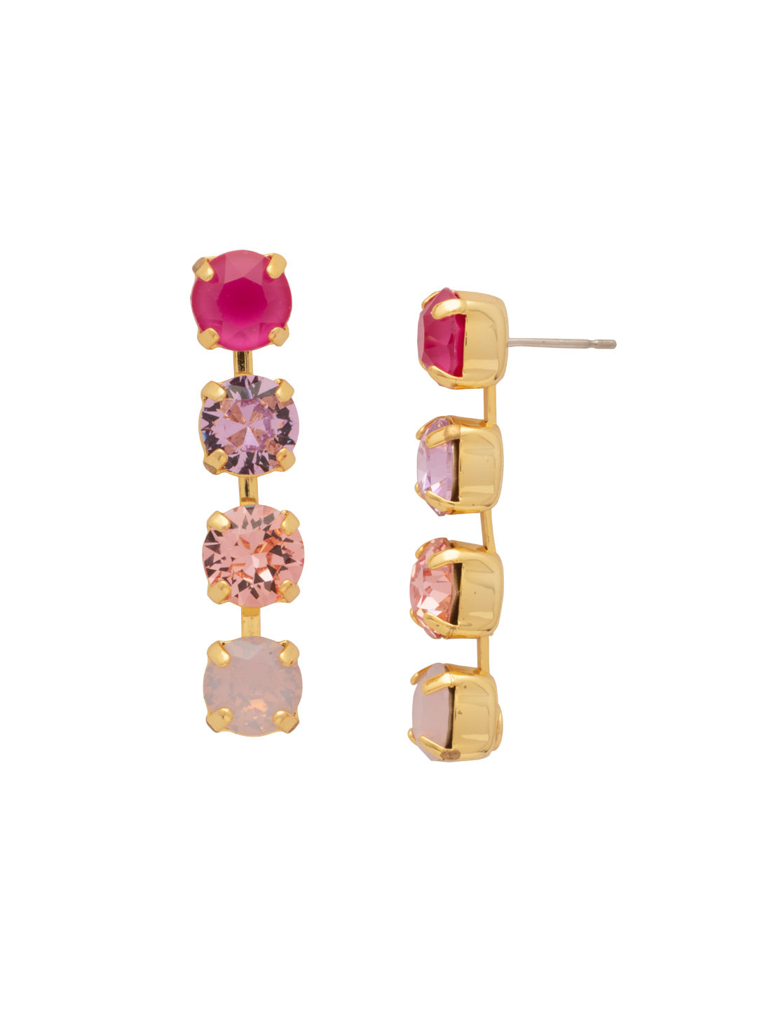 Matilda Dangle Earrings - EFH1BGPRO - <p>The Matilda Dangle Earrings feature a row of 4 round cut crystals on a post. From Sorrelli's Panama Rose collection in our Bright Gold-tone finish.</p>