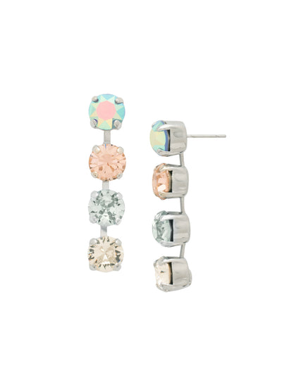Matilda Dangle Earrings - EFH1PDRQ - <p>A single line of round-cut crystals creates a continuous flow of subtle color. Set in a fluid channel chain, these dangle earrings move naturally as you turn your head, catching the light across soft rose, pale blue, and clear crystal. The inch-and-a-half drop offers enough length to read clearly across a room while remaining remarkably light. An oversized comfort clutch at the post ensures they sit securely and stay balanced from morning to evening.</p><ul>
<li>Fluid channel chain construction allows the stones to move naturally</li>
<li>Linear arrangement of soft pastel and clear crystals creates a subtle color block effect</li>
<li>Post with oversized comfort-clutch back</li>
<li>Protective e-coat finish for lasting wear</li>
<li>Includes signature organza pouch for gifting and travel</li>
</ul>
