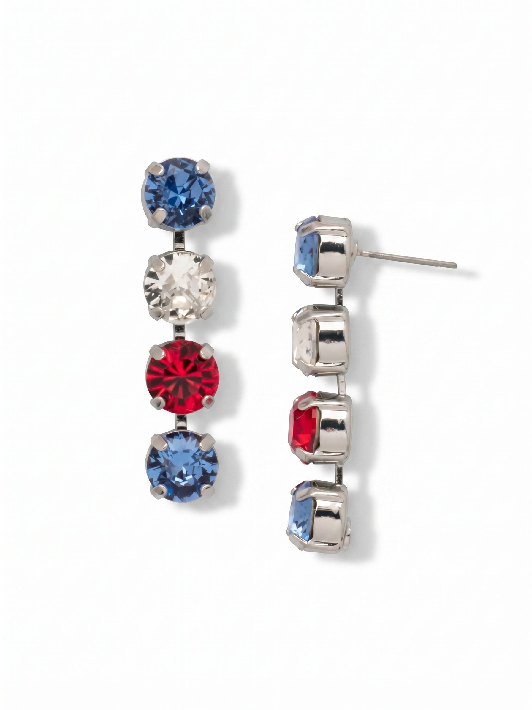 Matilda Dangle Earrings - EFH1PDUSA - <p>The Matilda Dangle Earrings feature a row of 4 round cut crystals on a post. From Sorrelli's Stars and Stripes collection in our Palladium finish.</p>