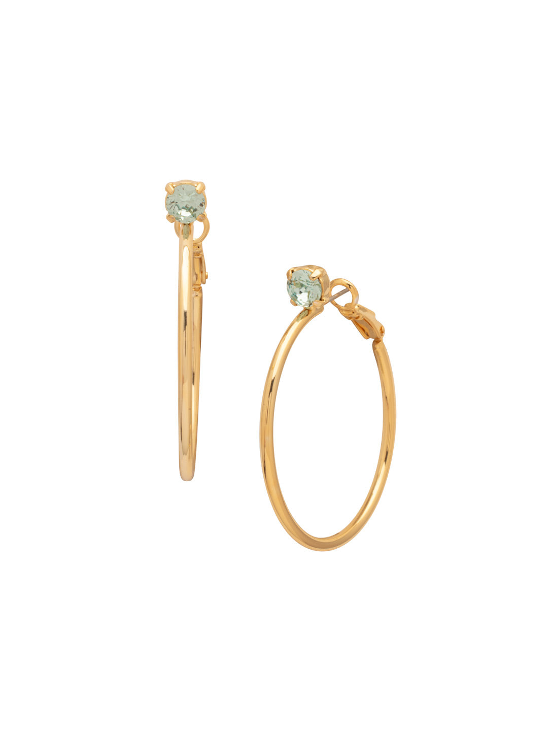 Mini Serafina Hoop Earrings - EFJ1BGAQU - <p>The Mini Serafina Hoop Earrings feature a classic metal hoop with a single round cut crystal. From Sorrelli's Aquamarine collection in our Bright Gold-tone finish.</p>