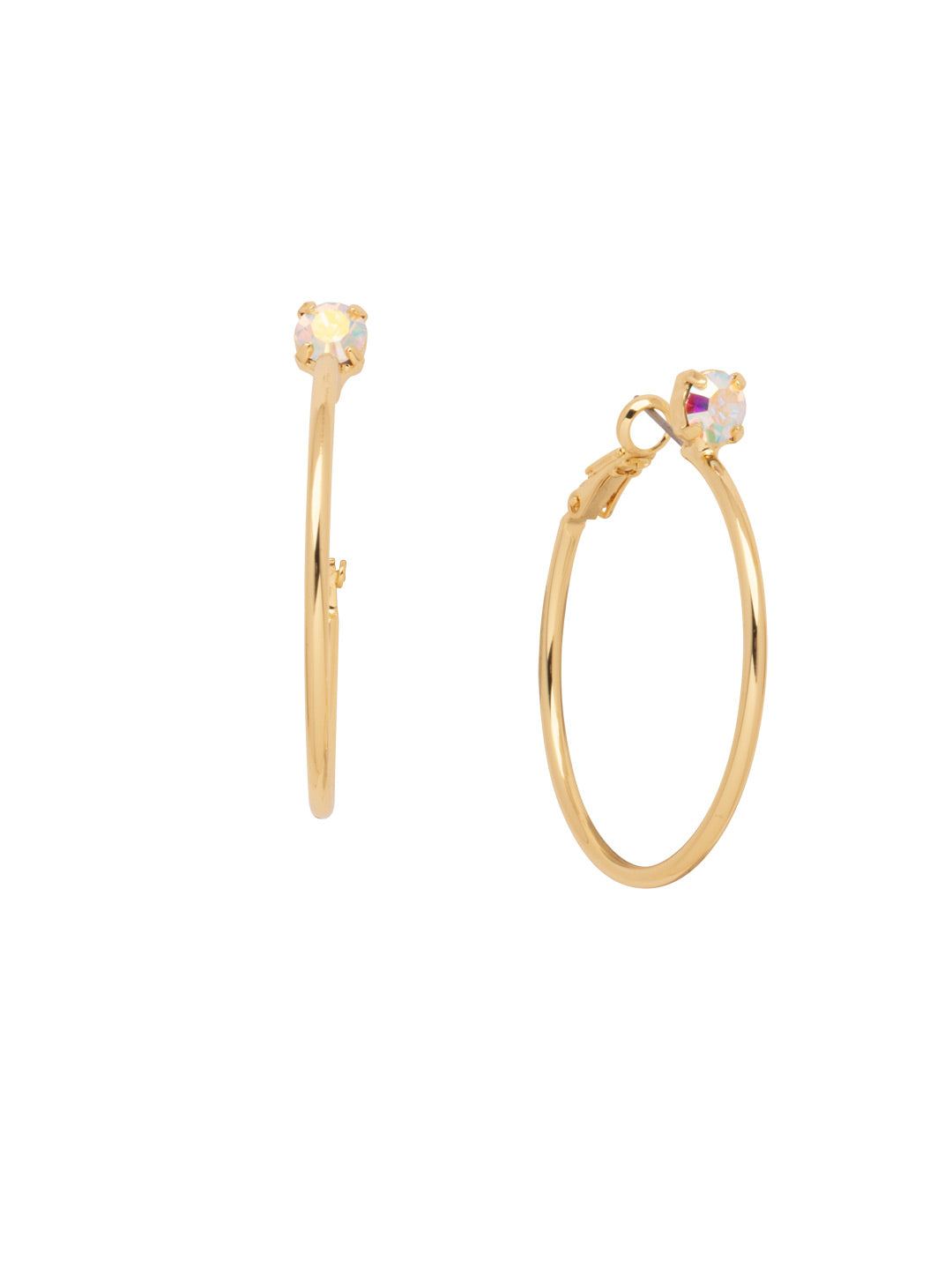 Mini Serafina Hoop Earrings - EFJ1BGCAB - <p>The Mini Serafina Hoop Earrings feature a classic metal hoop with a single round cut crystal. From Sorrelli's Crystal Aurora Borealis collection in our Bright Gold-tone finish.</p>