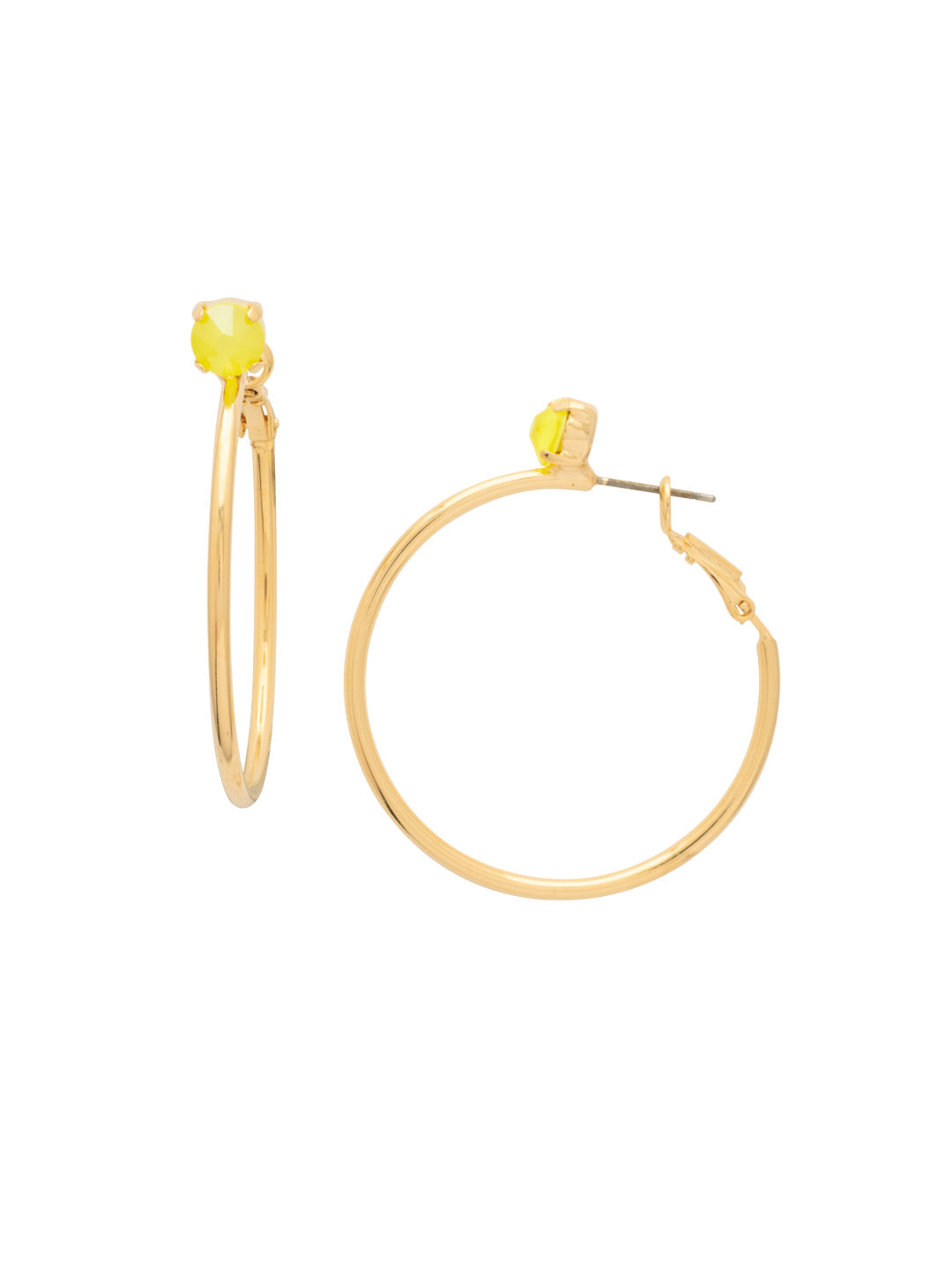 Mini Serafina Hoop Earrings - EFJ1BGELY - <p>The Mini Serafina Hoop Earrings feature a classic metal hoop with a single round cut crystal. From Sorrelli's Electric Yellow collection in our Bright Gold-tone finish.</p>