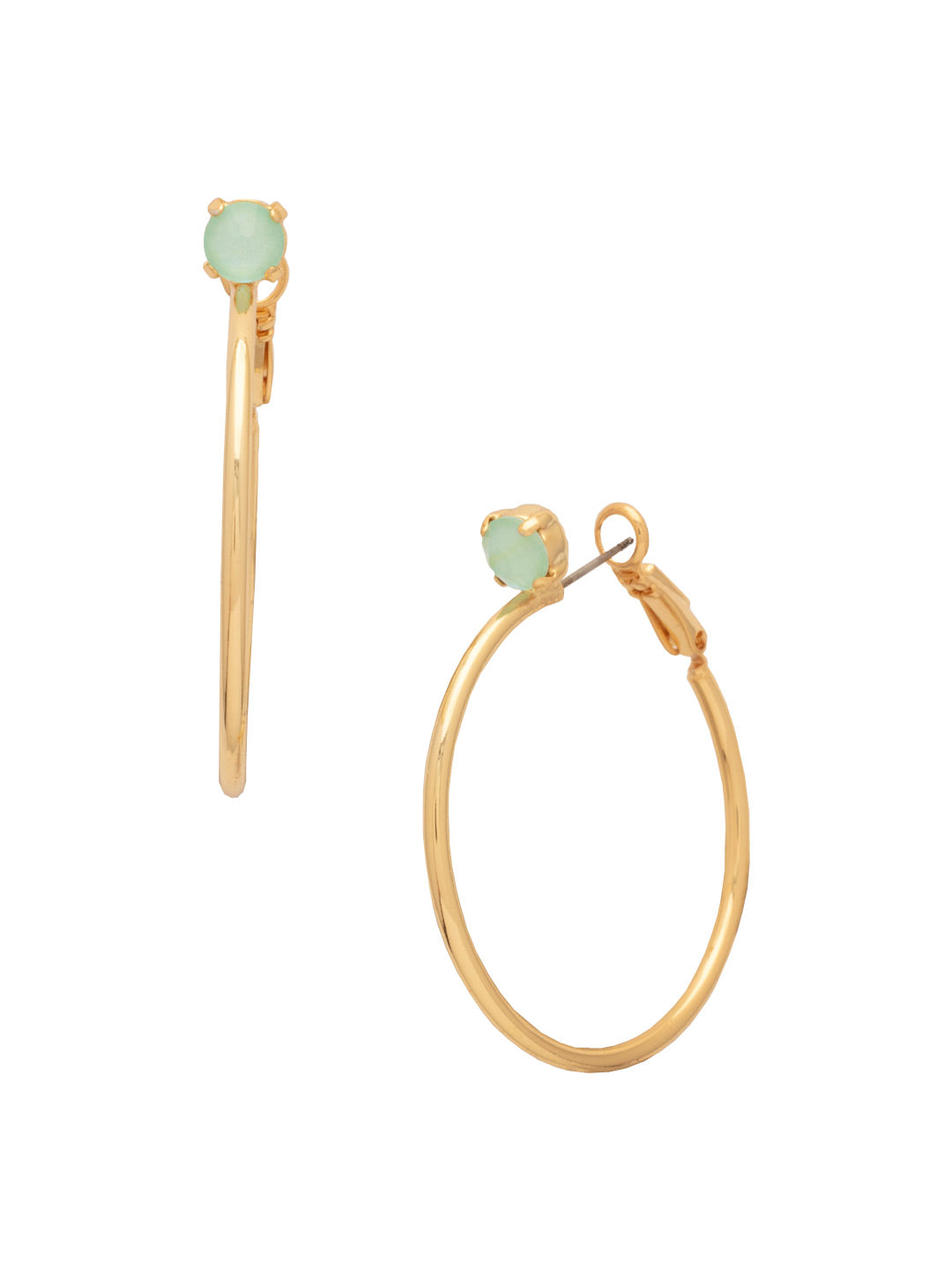 Mini Serafina Hoop Earrings - EFJ1BGMND - <p>The Mini Serafina Hoop Earrings feature a classic metal hoop with a single round cut crystal. From Sorrelli's Mint Delite collection in our Bright Gold-tone finish.</p>