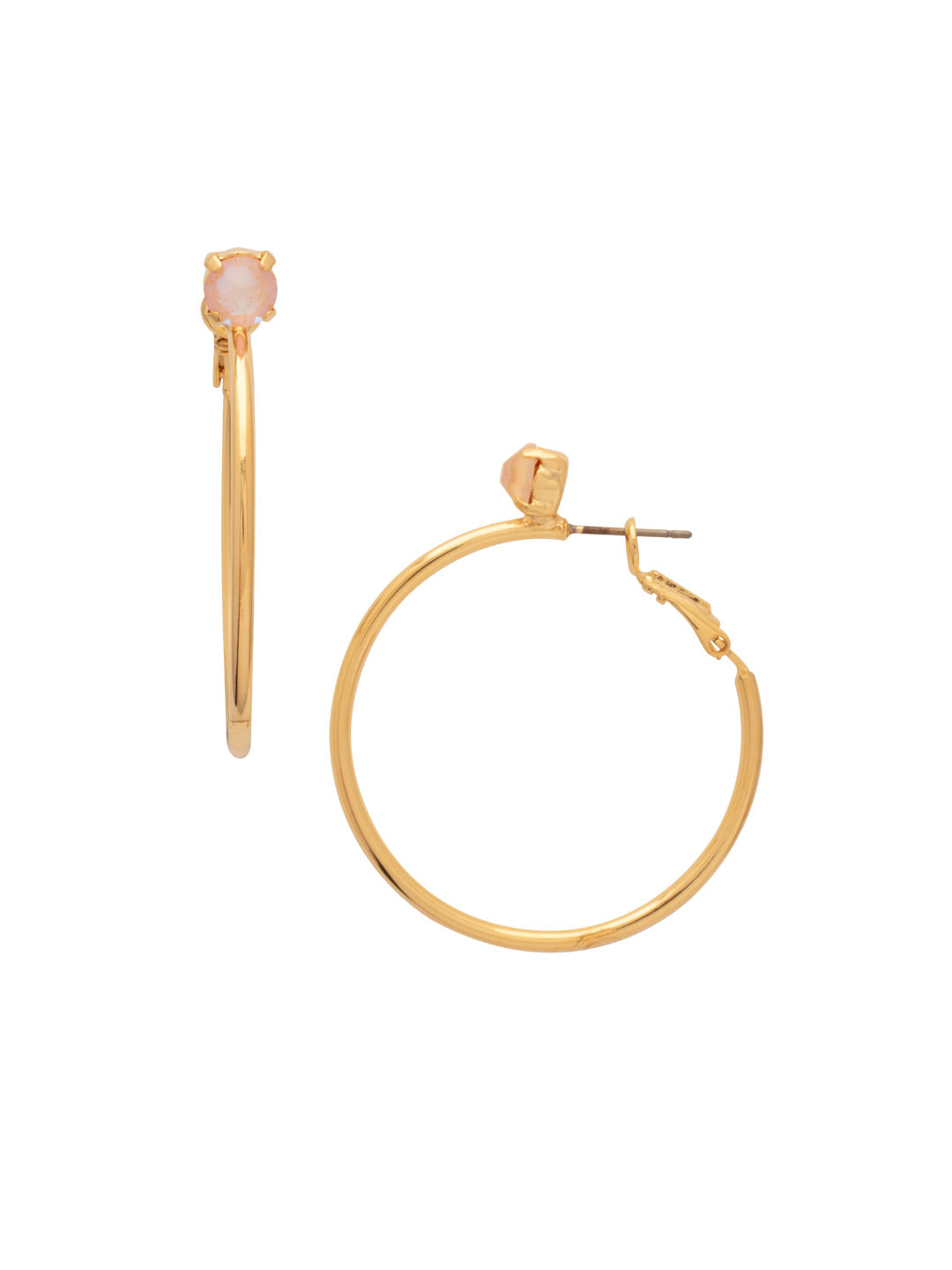 Mini Serafina Hoop Earrings - EFJ1BGPD - <p>The Mini Serafina Hoop Earrings feature a classic metal hoop with a single round cut crystal. From Sorrelli's Peach Delite collection in our Bright Gold-tone finish.</p>