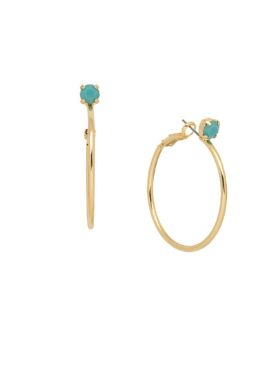 Mini Serafina Hoop Earrings - EFJ1BGTQ - <p>The Mini Serafina Hoop Earrings feature a classic metal hoop with a single round cut crystal. From Sorrelli's Turquoise collection in our Bright Gold-tone finish.</p>