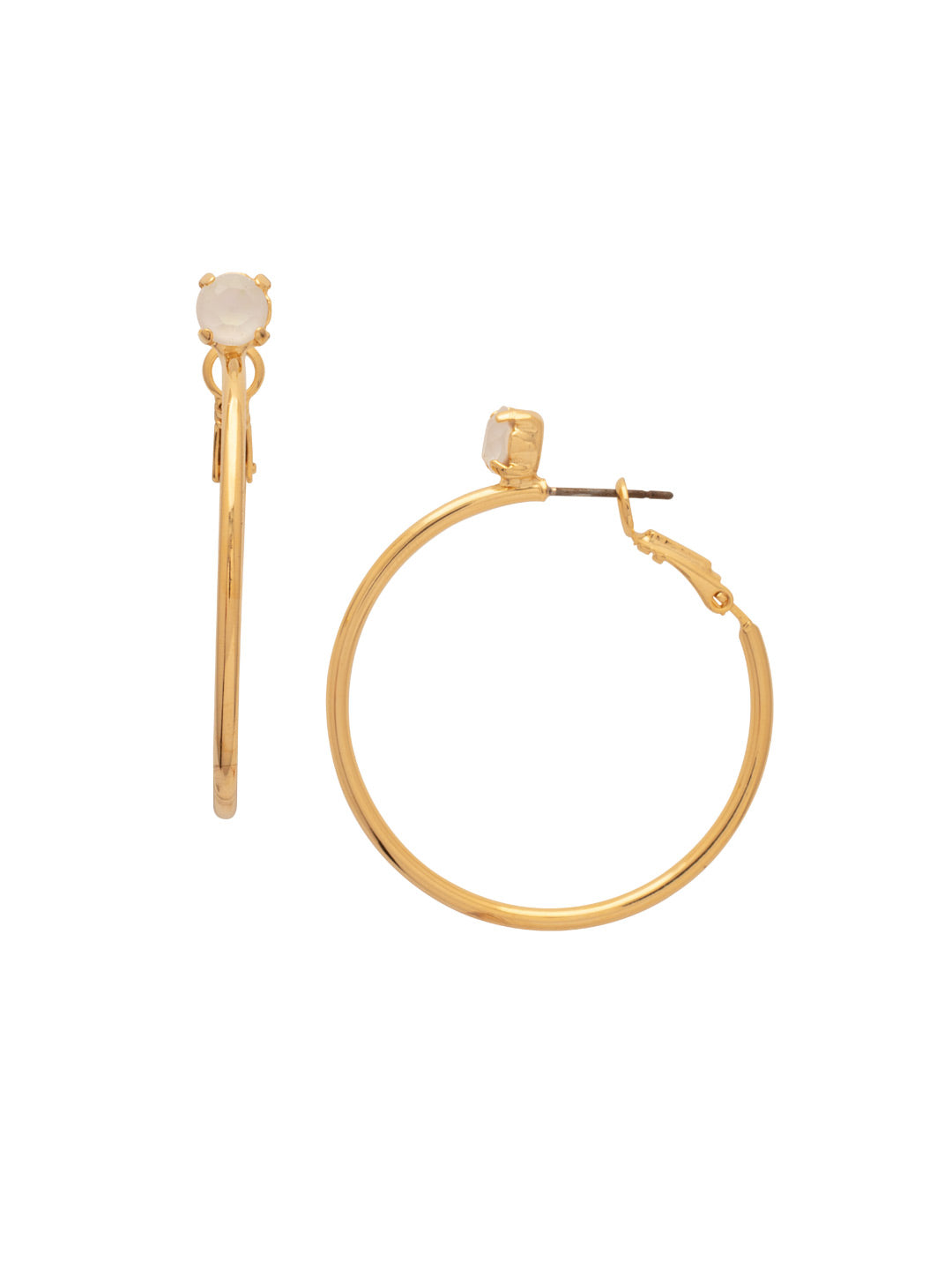 Mini Serafina Hoop Earrings - EFJ1BGUW - <p>The Mini Serafina Hoop Earrings feature a classic metal hoop with a single round cut crystal. From Sorrelli's Ultra White collection in our Bright Gold-tone finish.</p>