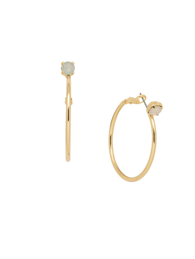 Mini Serafina Hoop Earrings - EFJ1BGWO - <p>The Mini Serafina Hoop Earrings feature a classic metal hoop with a single round cut crystal. From Sorrelli's White Opal collection in our Bright Gold-tone finish.</p>
