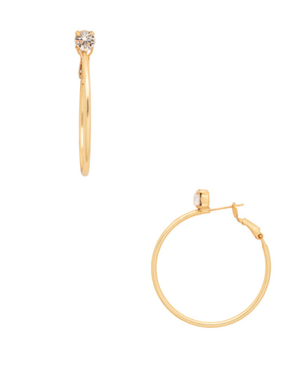 Mini Serafina Hoop Earrings - EFJ1MGCRY - <p>The Mini Serafina Hoop Earrings feature a classic metal hoop with a single round cut crystal. From Sorrelli's Crystal collection in our Matte Gold-tone finish.</p>