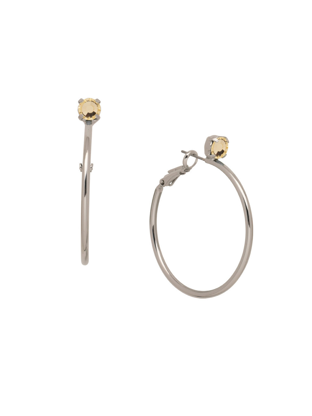 Mini Serafina Hoop Earrings - EFJ1PDJON - <p>The Mini Serafina Hoop Earrings feature a classic metal hoop with a single round cut crystal. From Sorrelli's Jonquil collection in our Palladium finish.</p>