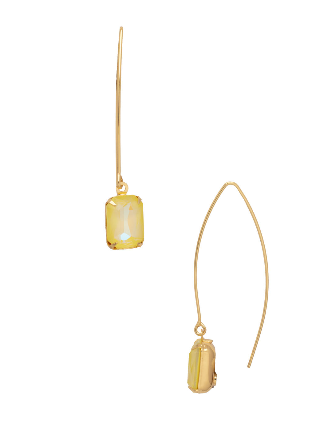 Bobbi Threader Dangle Earrings - EFK40BGLTD - <p>The Bobbi Threader Dangle Earrings feature an emerald cut stone on the end of a long threader style French wire. From Sorrelli's Light Topaz Delite collection in our Bright Gold-tone finish.</p>